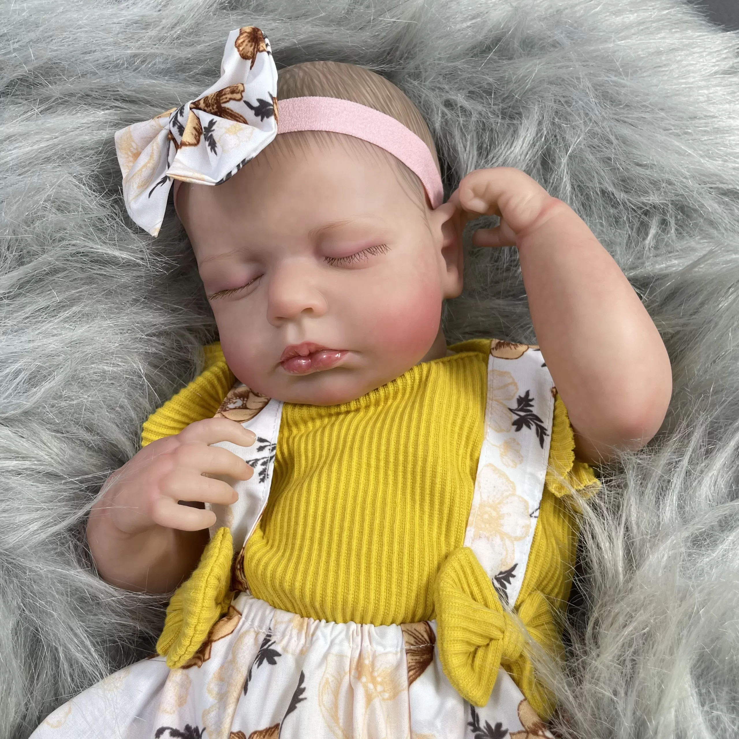 50CM Bebe Reborn Baby Dolls LouLou Sleeping Girl Lifelike Silicone